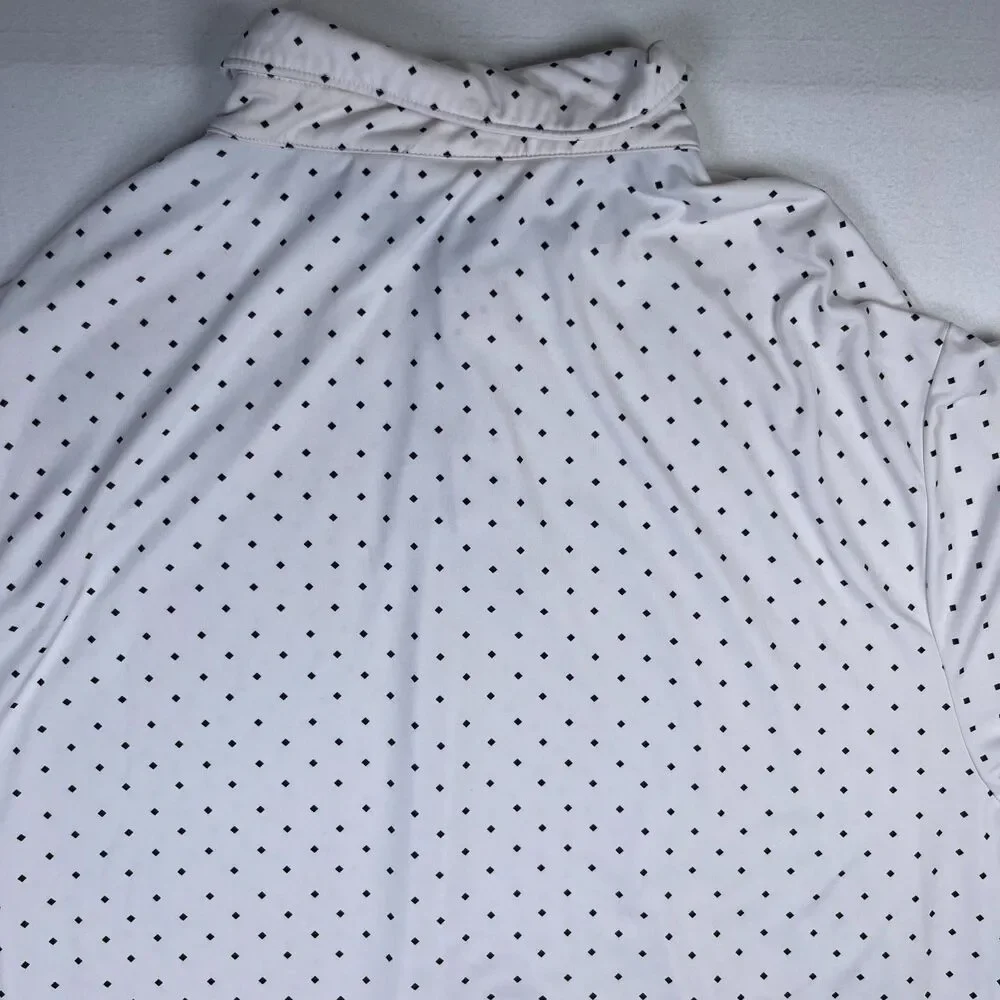 Rorie Whelan Polo Shirt Men's 2XL White Polka Dot Stretch Short Sleeve Golf‎